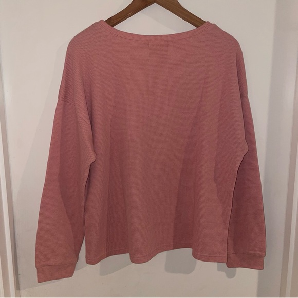 Pink Waffle Knit Lounge Pajama Set - Picture 3 of 11